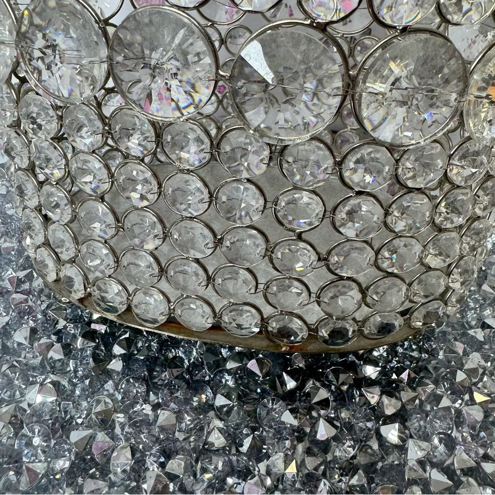 Crystal Embellished Silver Basket 🧺 bling rhinestone diamond storage basket